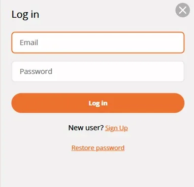 PokieSurf login and registration dialog with email and password fields on a phone screen